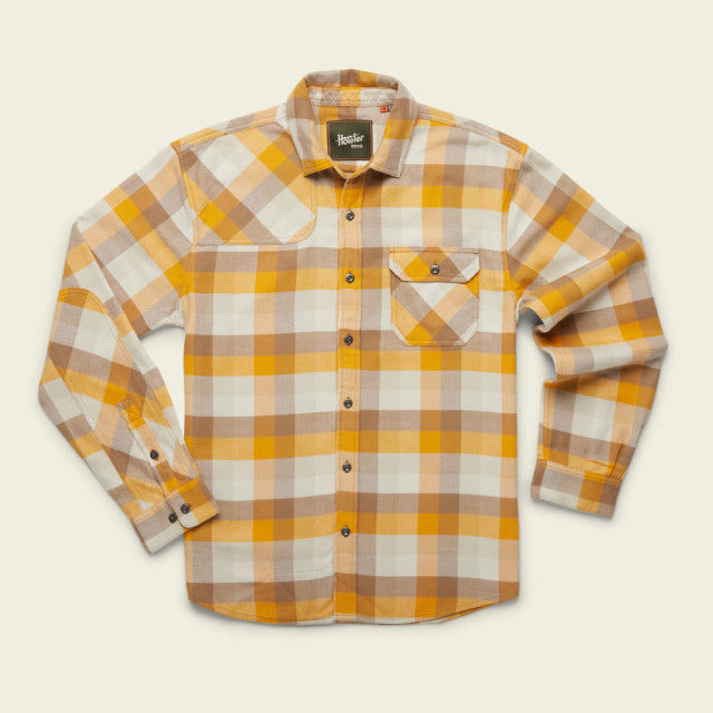 Howler Brothers Mens Harkers Flannel Shirt WHE Grice Plaid: Wheatfield