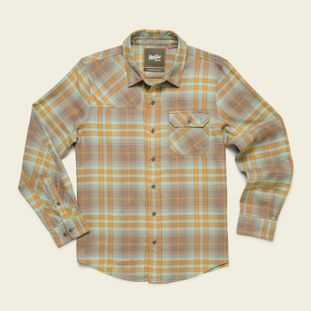 Howler Brothers Mens Harkers Flannel Shirt CAM Sediment Jacquard: Camel