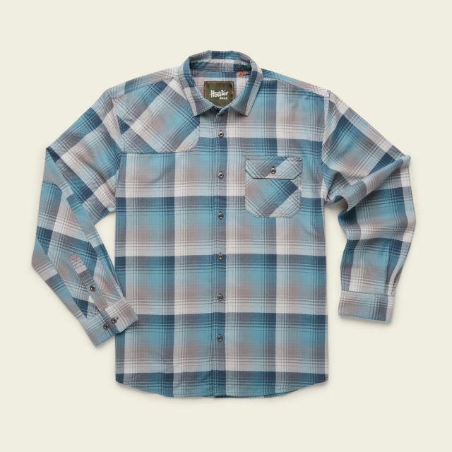 Howler Brothers Men&#39;s Harkers Flannel Shirt FIN Cavern Plaid: Fine Morning