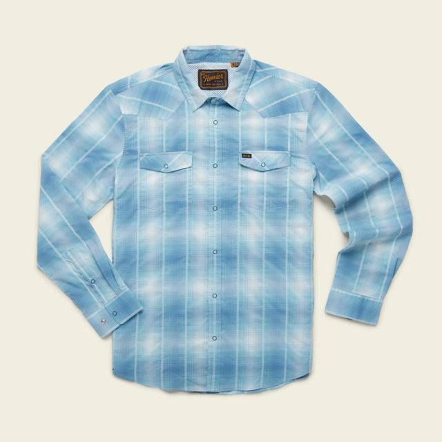 Howler Brothers Mens H Bar B Tech Longsleeve AND Hombre Plaid: Andros Blue