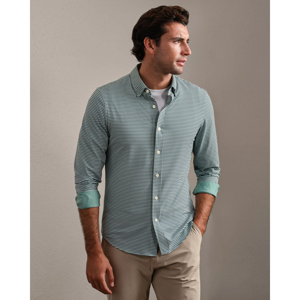 Rhone Mens Commuter Shirt - Slim Fern Green/Navy Gingham