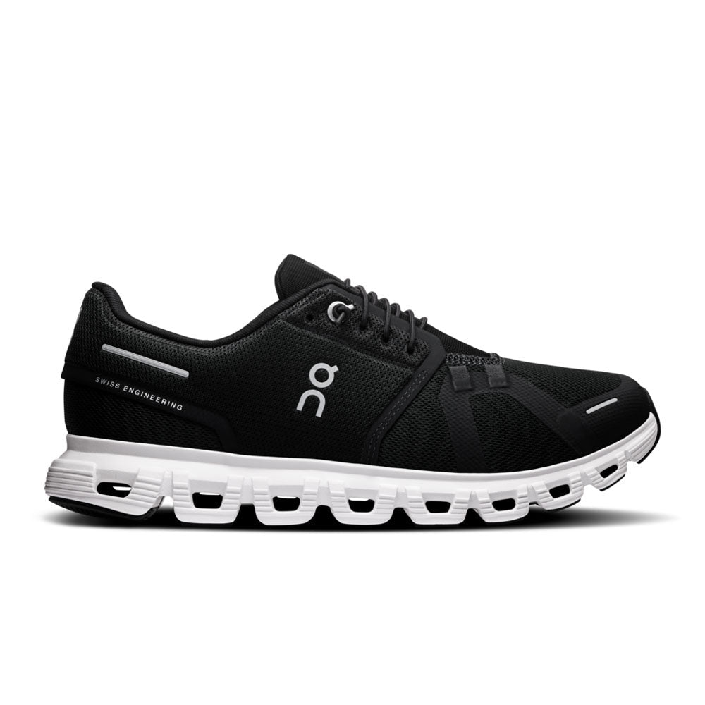 On Running Womens Cloud 6 Wide Black | White