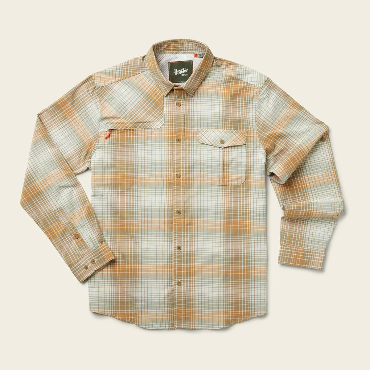 Howler Brothers Men's Matagorda Longsleeve Shirt Evans Plaid: Terra