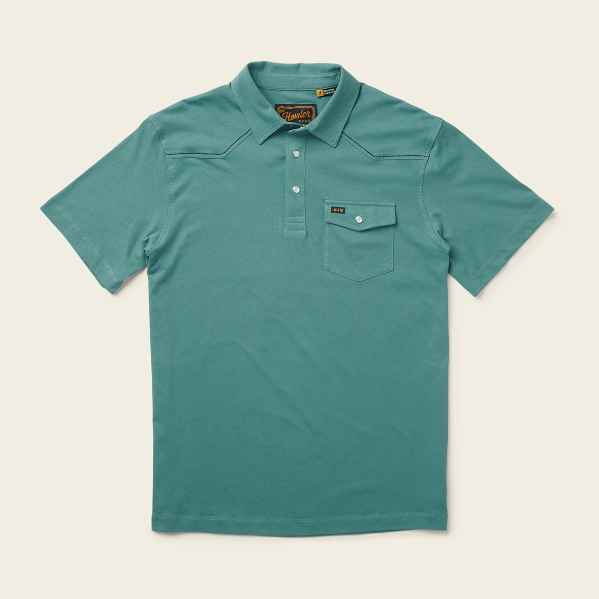 Howler Brothers Men's Ranchero Polo Batik Green