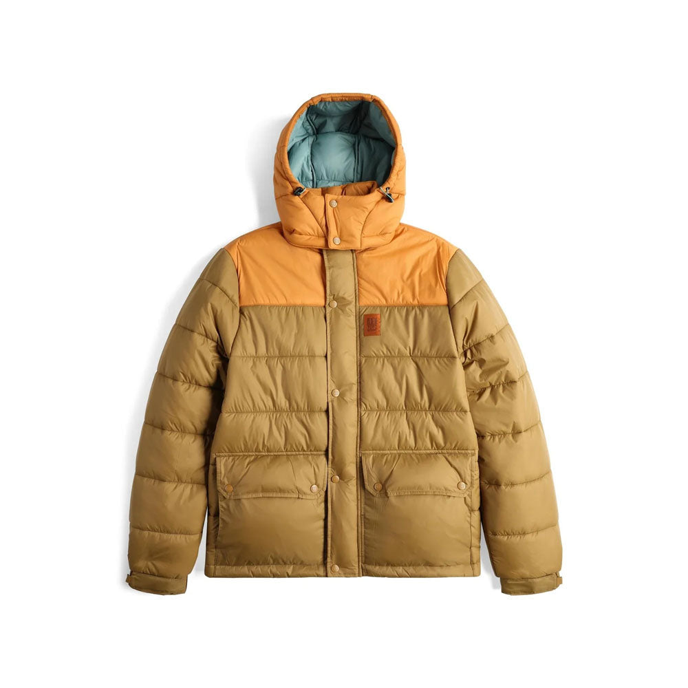 Topo Designs Mens Retro Ridge Puffer Jacket Dark Khaki/Spice