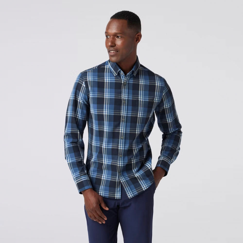 Mizzen+Main Men's City Flannel Denim Blue William Plaid