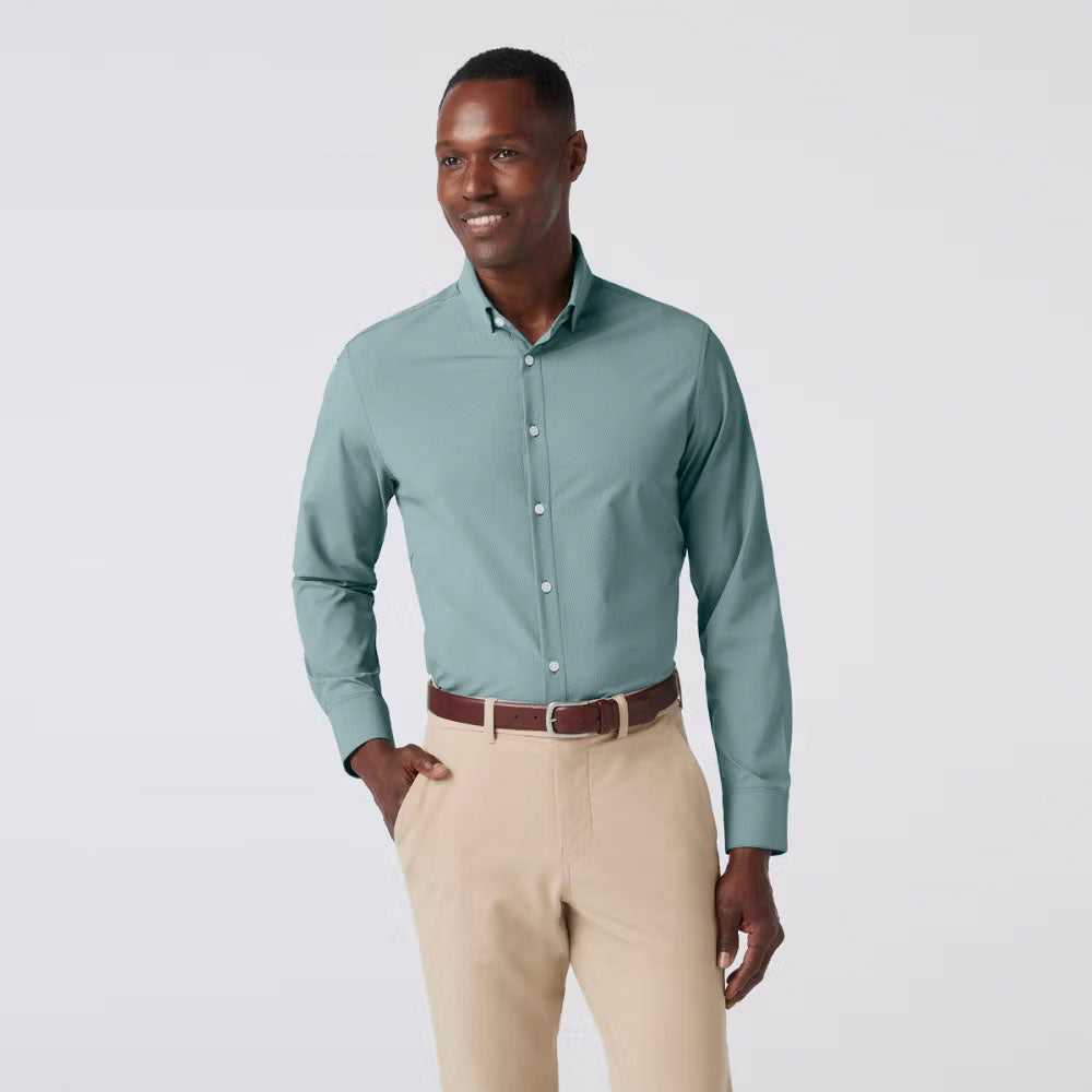 Mizzen+Main Men's Leeward Dress Shirt Hunter Green Straton Check