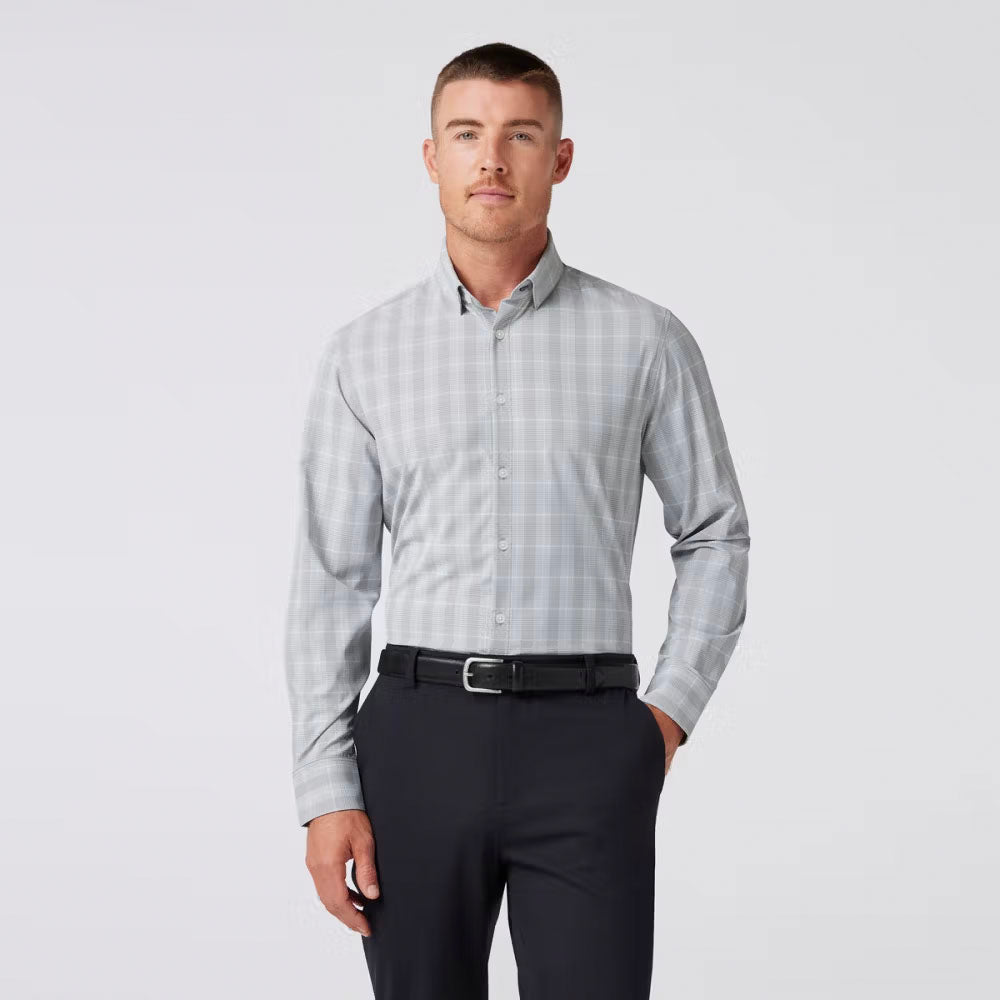 Mizzen+Main Men's Leeward Dress Shirt Aluminum Glen Check