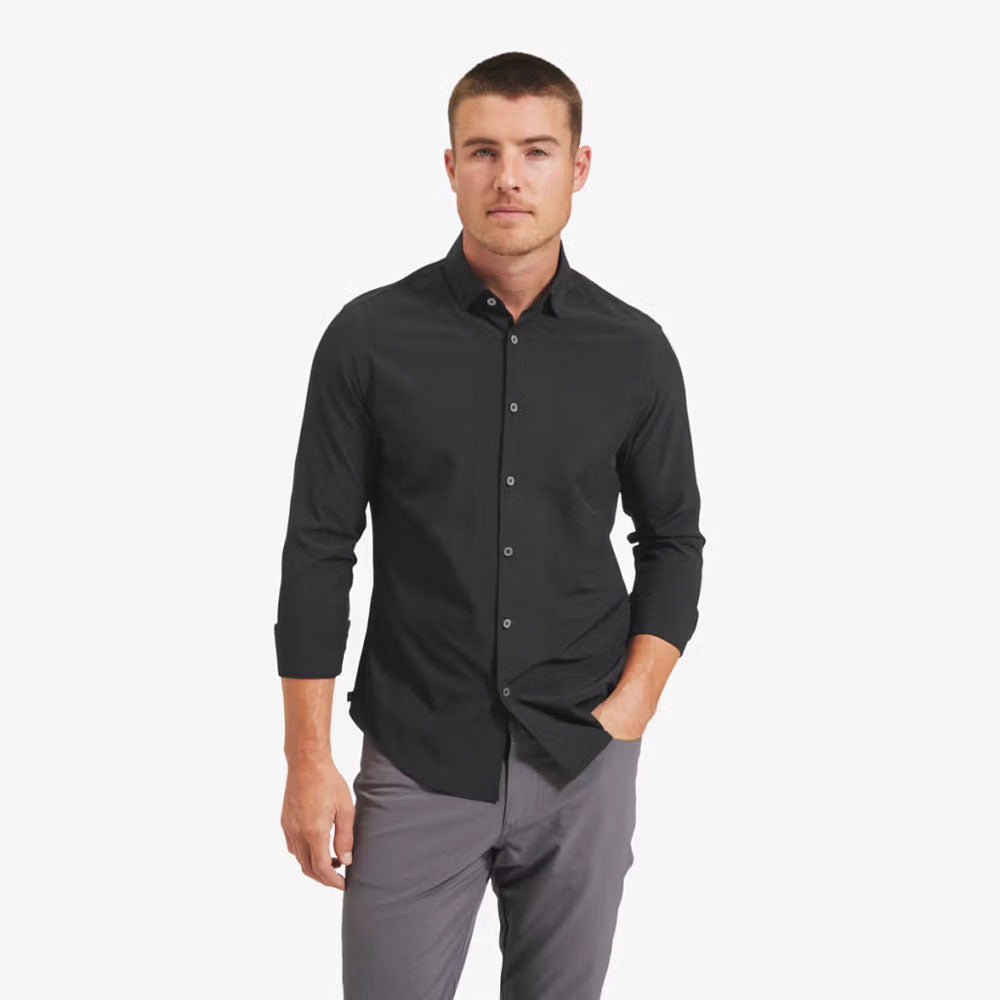 Mizzen+Main Men's Leeward No Tuck Dress Shirt Black Solid