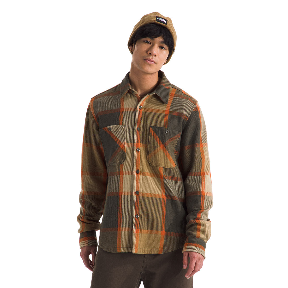 The North Face Men's Valley Twill Flannel Shirt New Taupe Green Macro Plaid