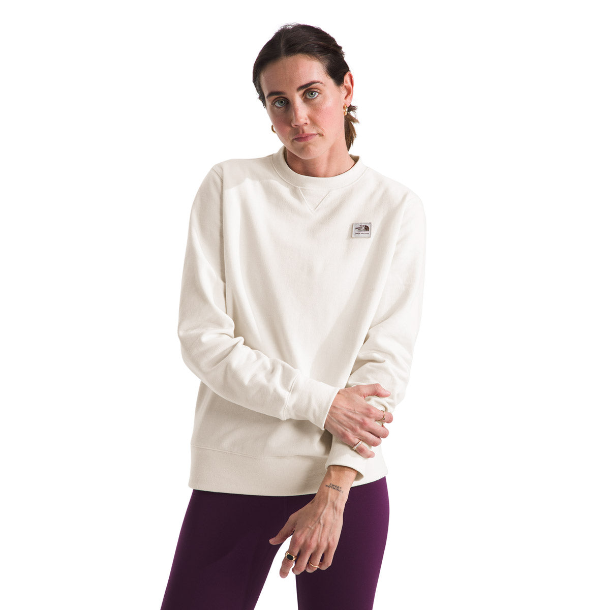 The North Face Women's Heritage Patch Crew White Dune/Heritage Patch