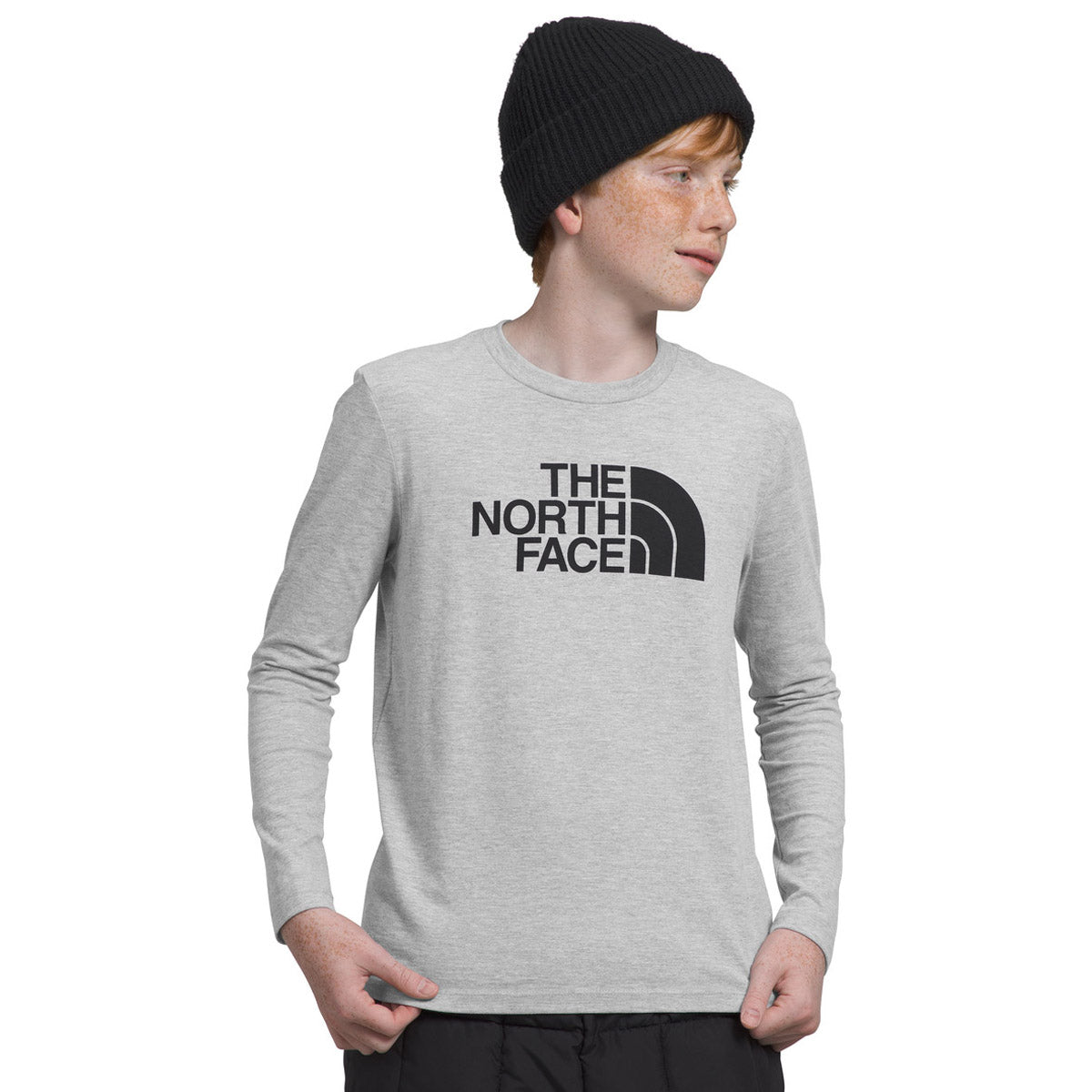 The North Face Boys&#39; L/S Graphic Tee TNF Light Grey/TNF Black