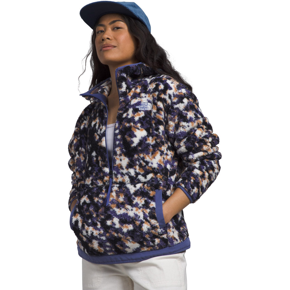 The North Face Women&#39;s Campshire Fleece Hoodie Cave Blue Velocity Texture Print