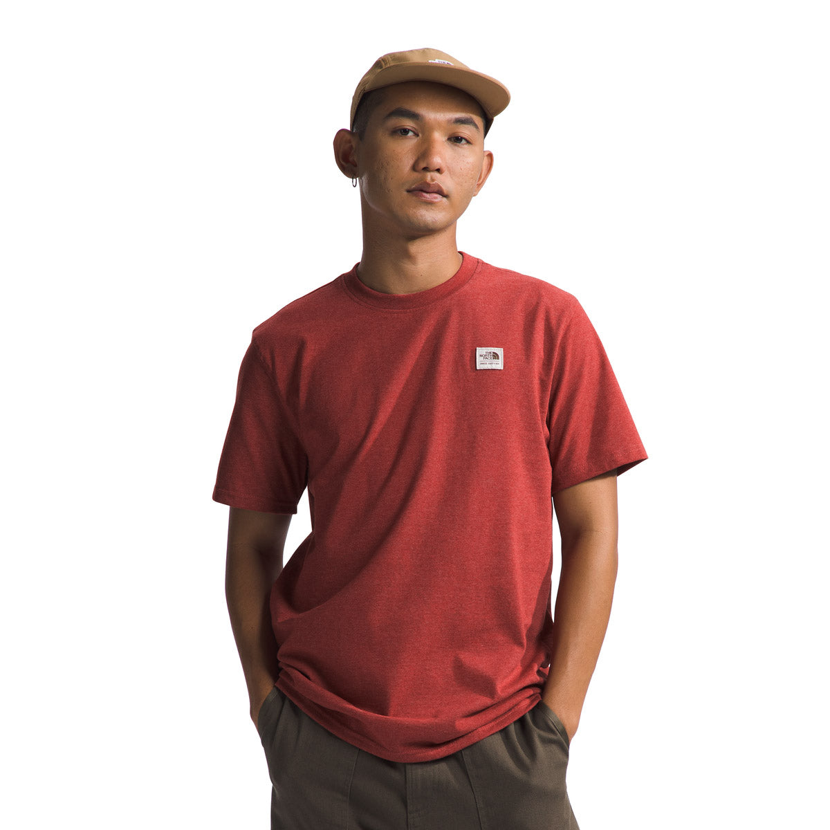 The North Face M SS Heritage Patch Heather Tee Iron Red Heather