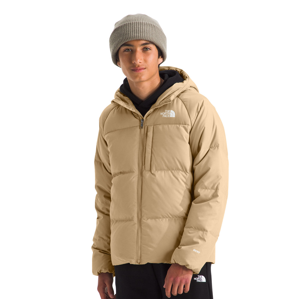 The North Face Boys' North Down Hooded Jacket Khaki Stone