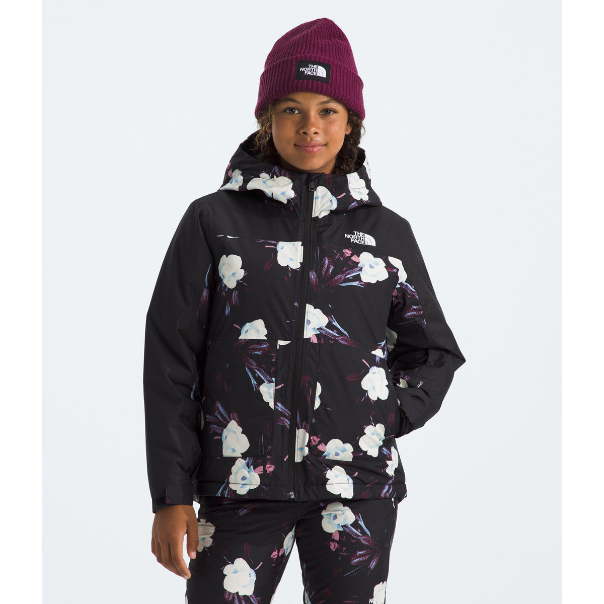 The North Face Girls&#39; Freedom Insulated Jacket TNF Black Winter Flowers Print