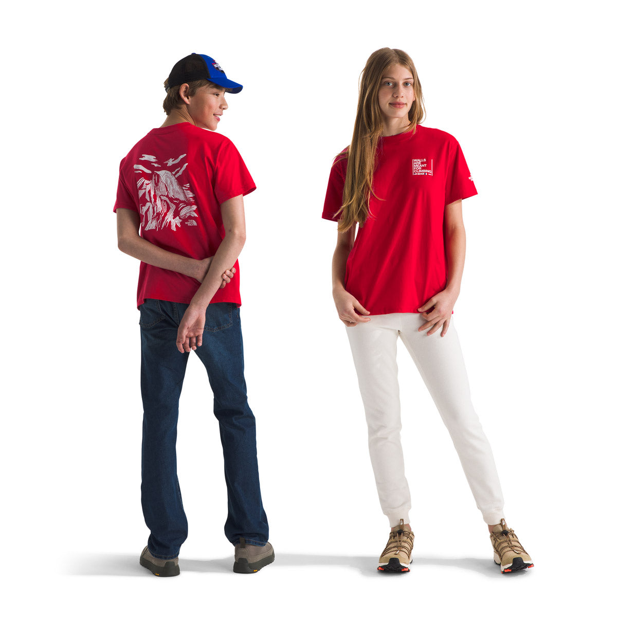 The North Face Teen Walls S/S Graphic Tee TNF Red/Walls Are Meant For Climbing