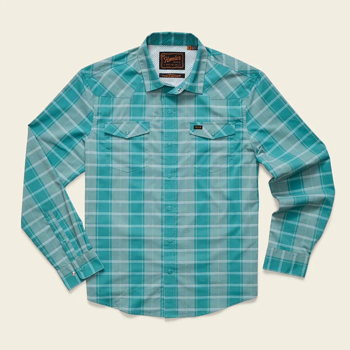 Howler Brothers Mens H Bar B Tech Longsleeve Braden Plaid : Teal