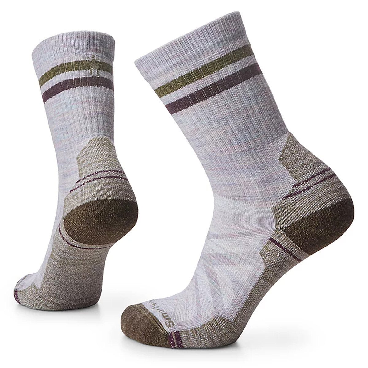 Smartwool Women&#39;s Hike Light Cushion Tube Stripe Crew Socks Purple Eclipse