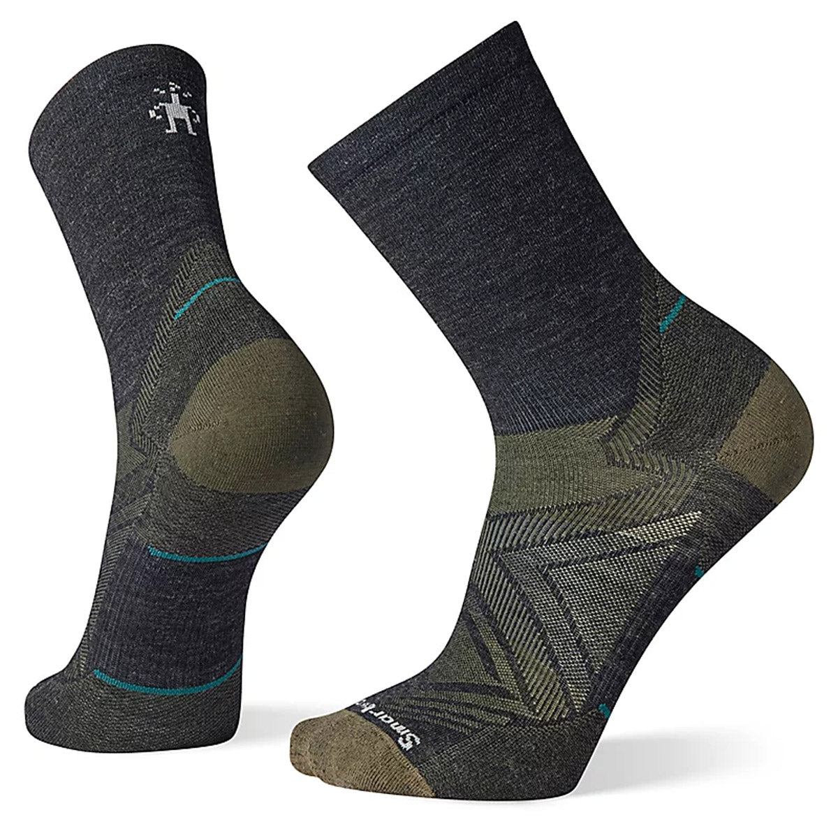 Smartwool Men&#39;s Run Zero Cushion Mid Crew Socks Charcoal