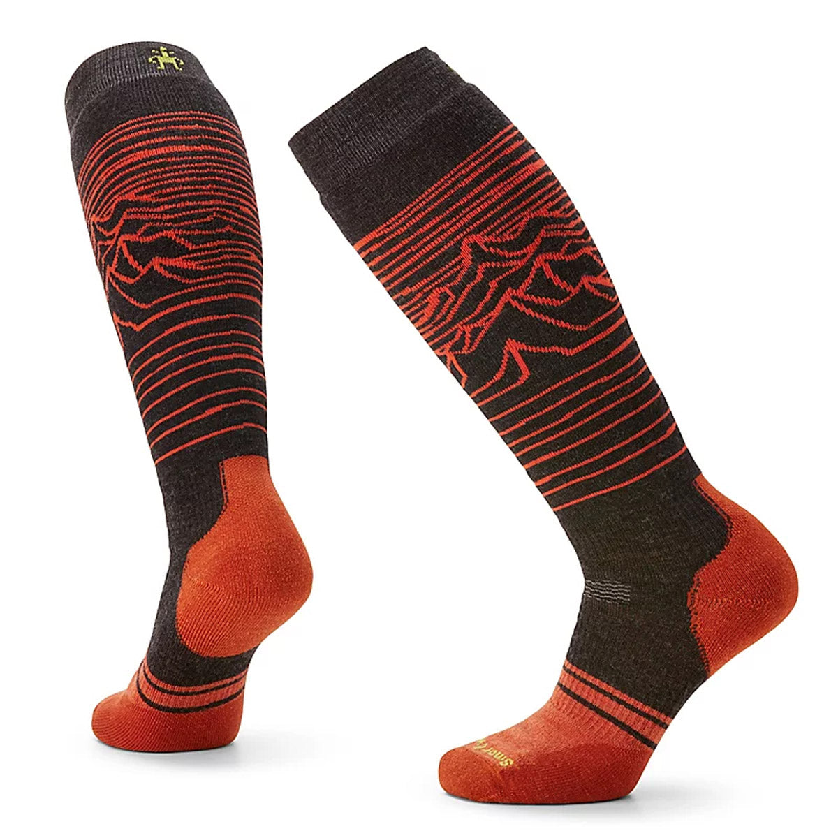 Smartwool Men&#39;s Snowboard Full Cushion Iguchi Pattern Over The Calf Socks Charcoal