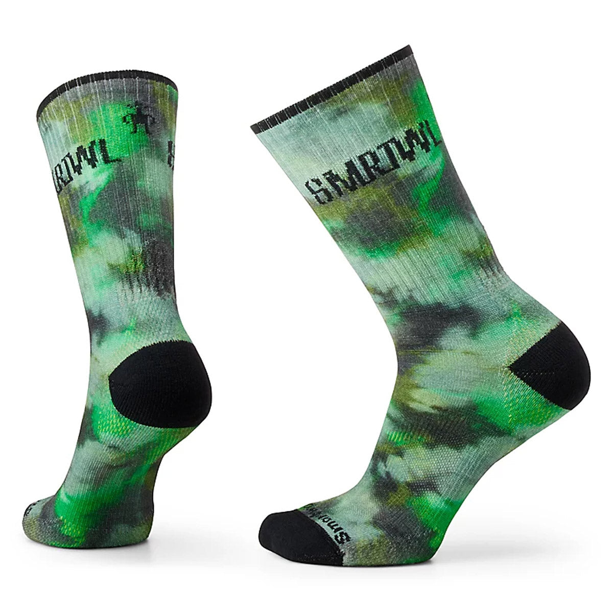 Smartwool Athletic Far Out Tie Dye Print Targeted Cushion Crew Socks Winter Moss