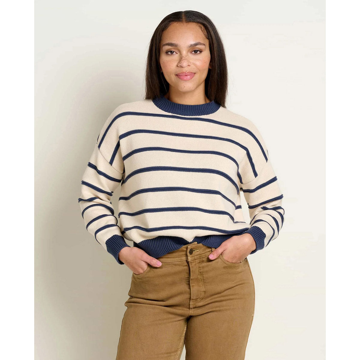 Toad&Co. Women's Bianca II Crew Sweater True Navy Stripe