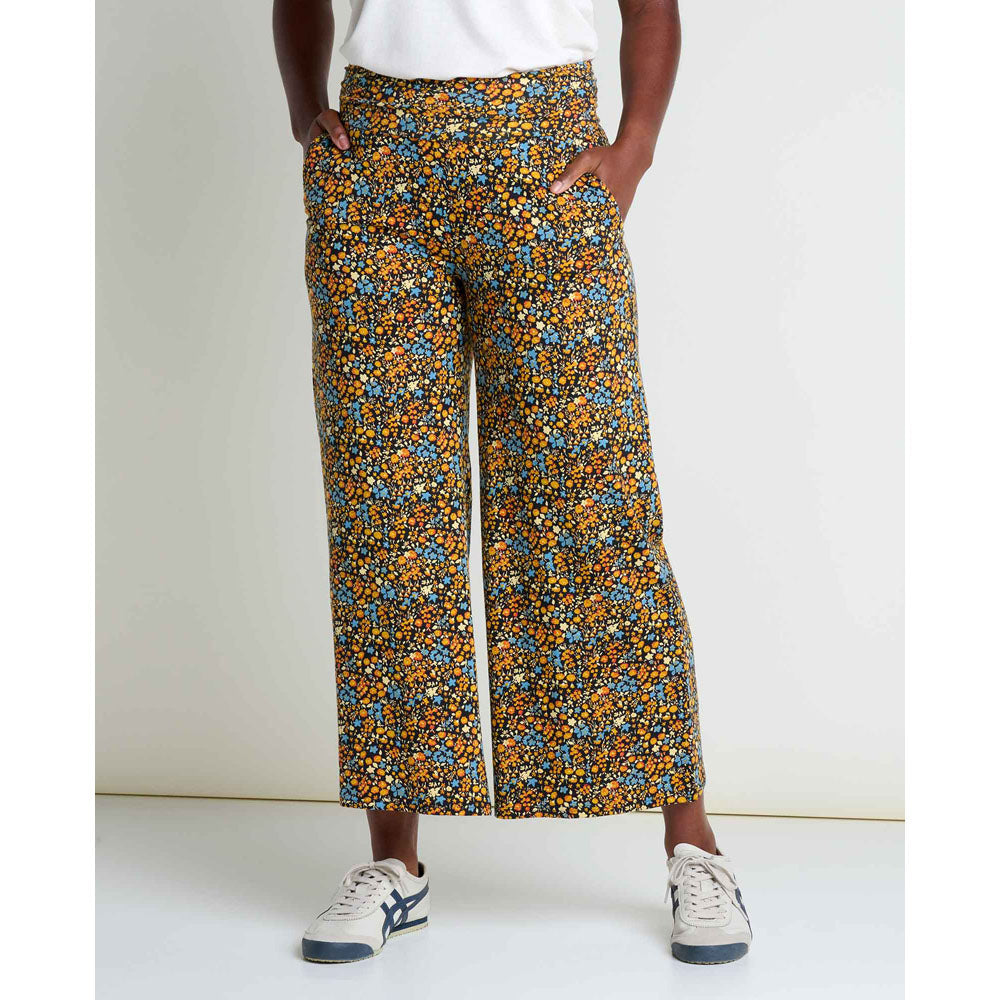 Toad&Co. Womens Chaka Wide Leg Pant Black Ditsy Print