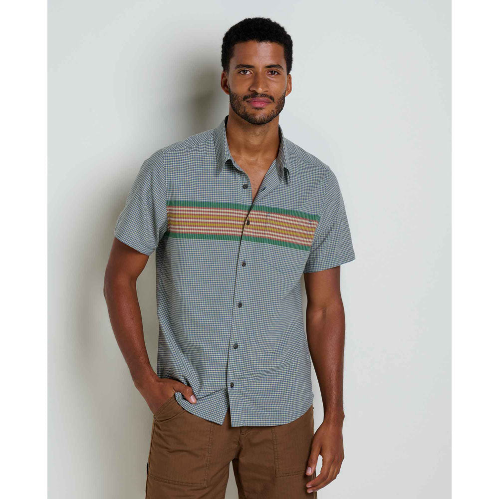 Toad&Co. Mens Airscape Short Sleeve Shirt North Shore Chest Stripe