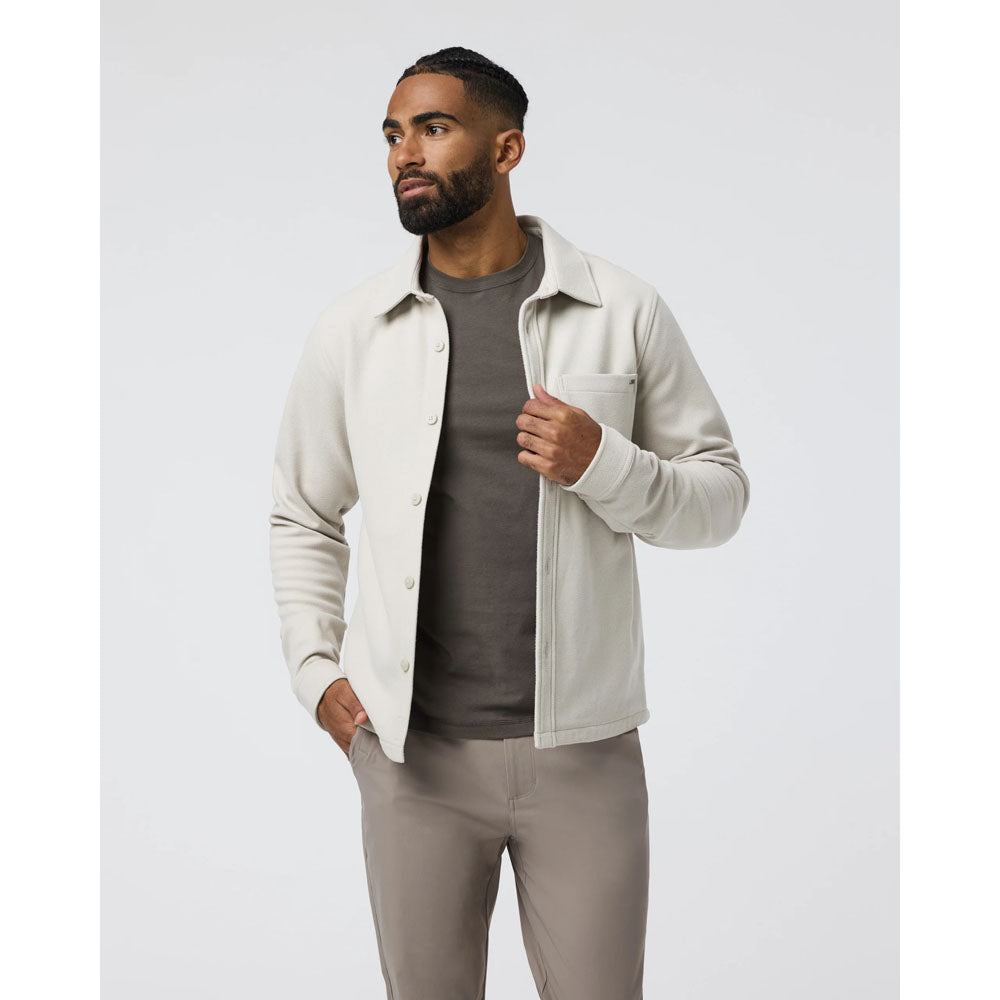 Vuori M Beldon Shirt Jacket Knit Twill Oatmeal