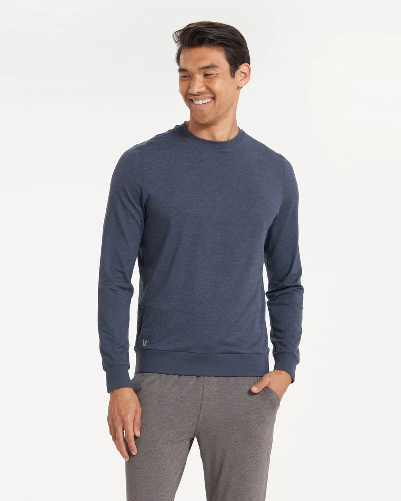 Vuori Mens Ponto Performance Crew HWA Walnut Heather