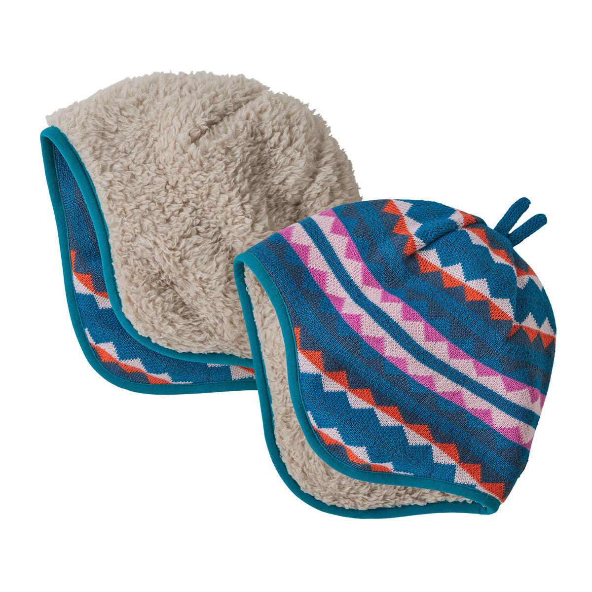 Patagonia Baby Reversible Beanie Diamond Stripe: Marble Pink