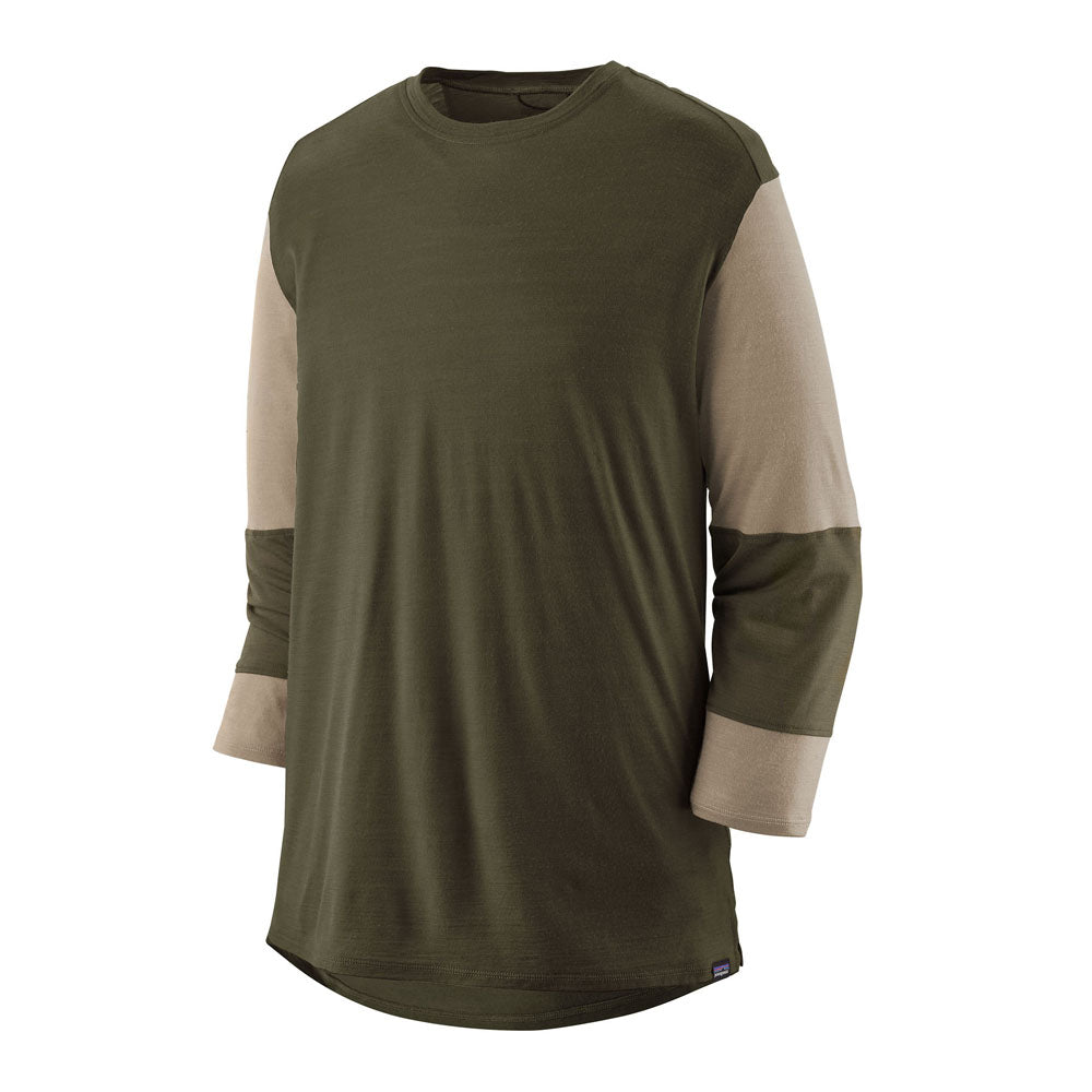 Patagonia Mens Merino Blend 3/4 Sleeve Bike Jersey Pine Needle Green