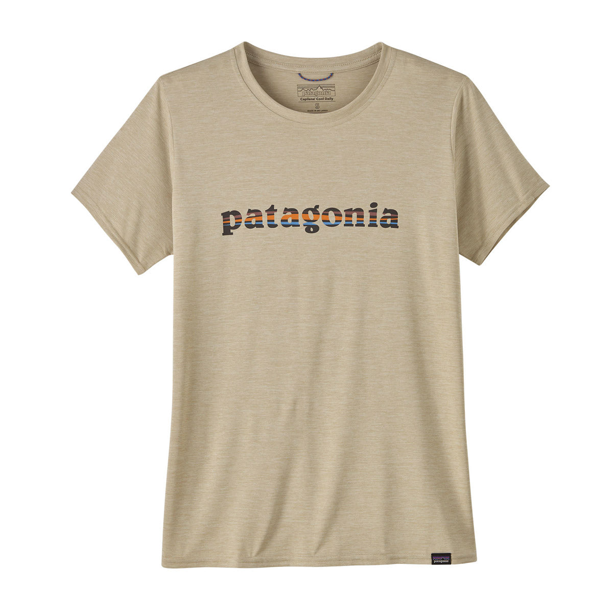 Patagonia Women&#39;s Capilene Cool Daily Graphic Shirt &#39;73 Text ogo: Pumice X-Dye / L