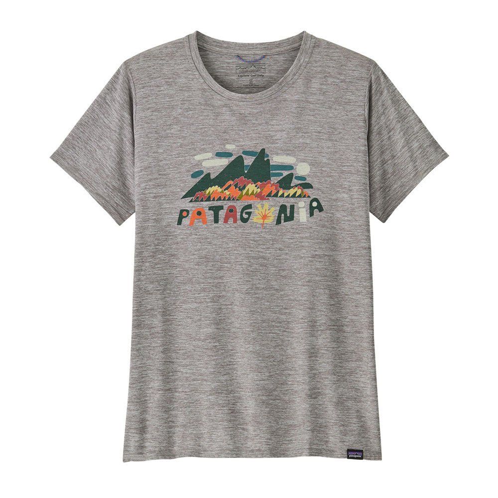 Patagonia Womens Capilene Cool Daily Graphic Shirt Fitz Roy Foliage: Feather Grey