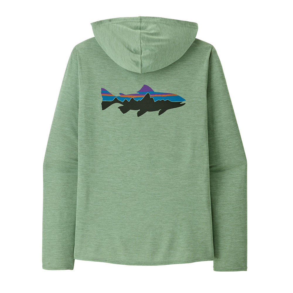 Patagonia Mens Capilene Cool Daily Graphic Hoody Fitz Roy Trout: Ellwood Green X-Dye
