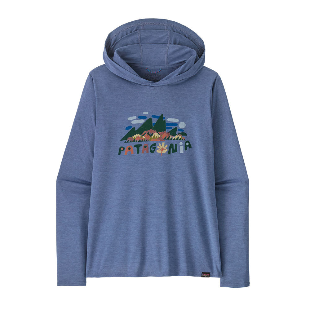 Patagonia Womens Capilene Cool Daily Graphic Hoody Fitz Roy Foliage: Current Blue X-Dye