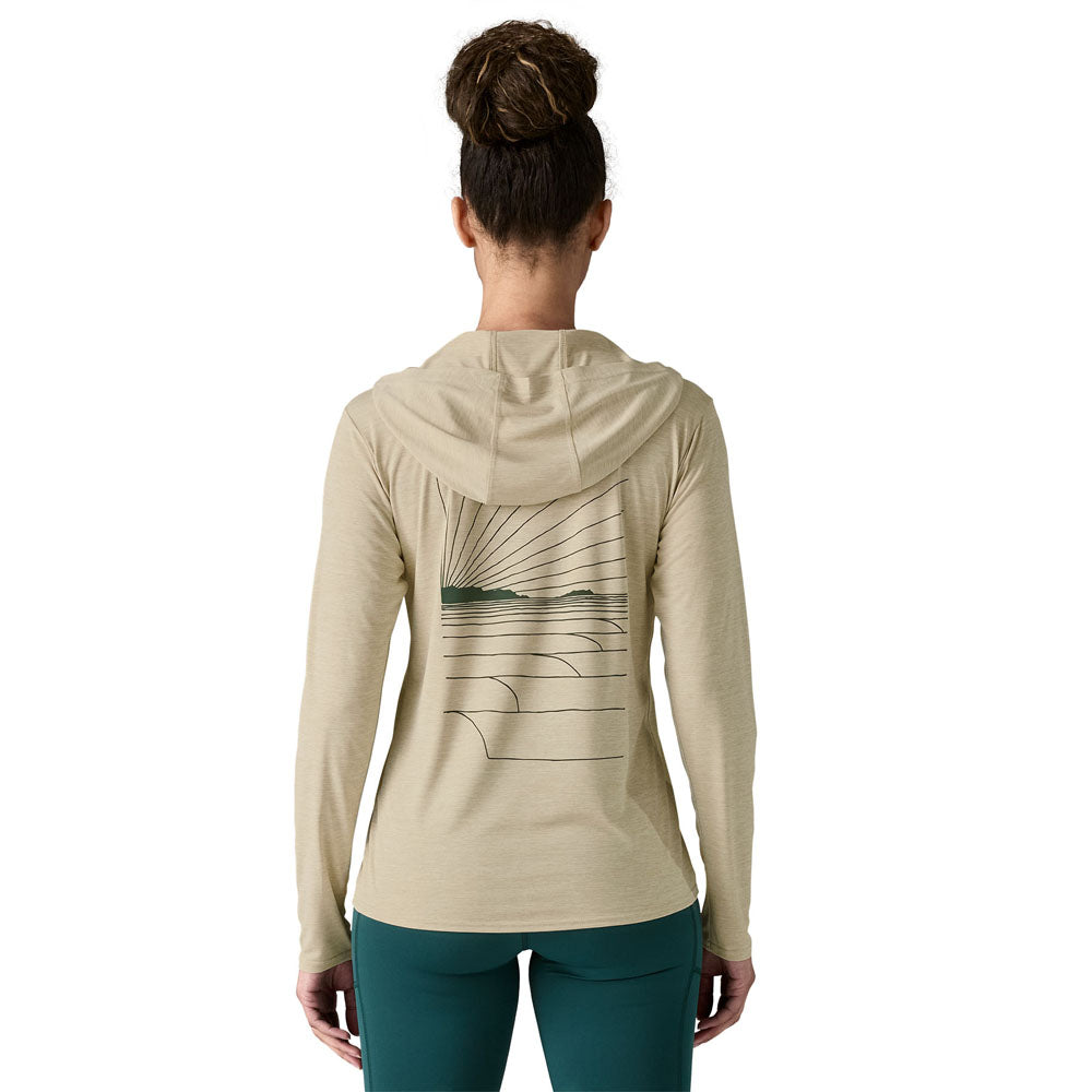 Patagonia Womens Capilene Cool Daily Graphic Hoody Waves Rolling: Pumice X-Dye
