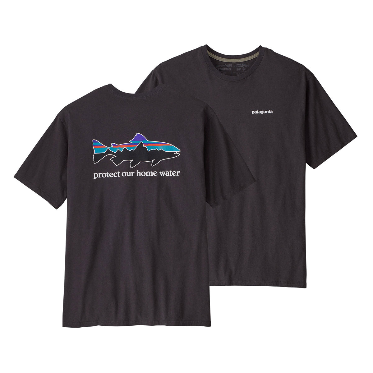 Patagonia Men&#39;s Home Water Trout Organic T-Shirt Ink Black