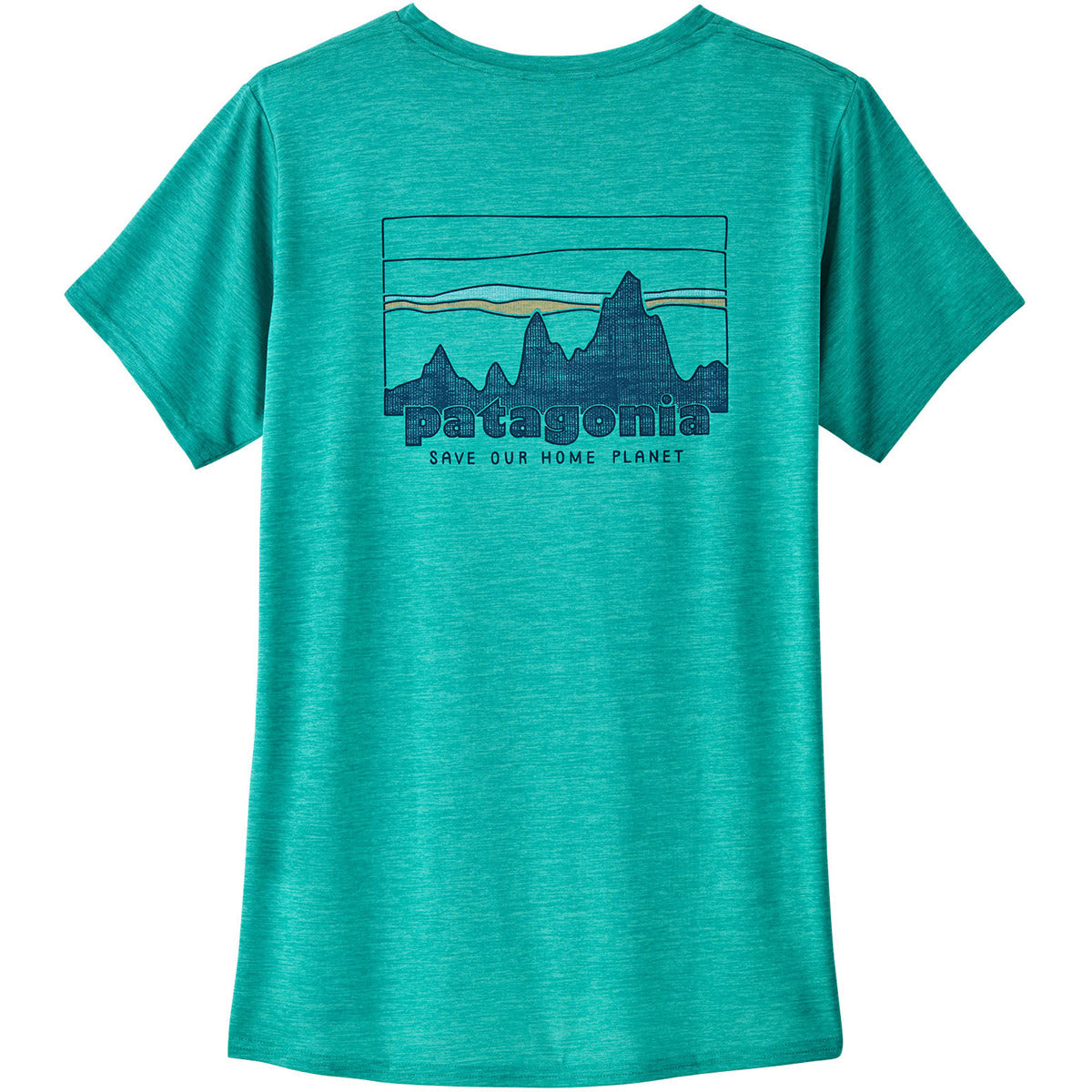 Patagonia Women's Cap Cool Daily Graphic Shirt '73 Skyline: Subtidal Blue X-Dye