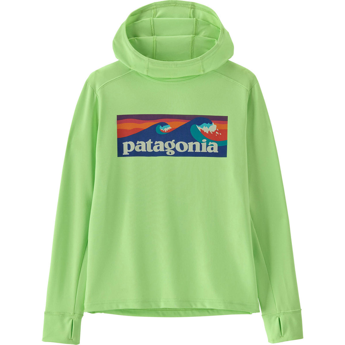 Patagonia Kids&#39; Capilene Silkweight Hoody Boardshort ogo: Salamander Green / L