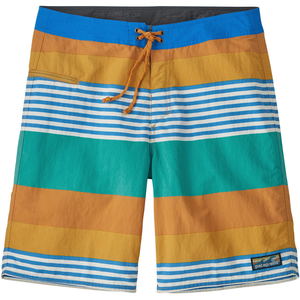 Patagonia Men&#39;s Wavefarer Boardshorts - 19&quot; Fitz Stripe: Pufferfish Gold