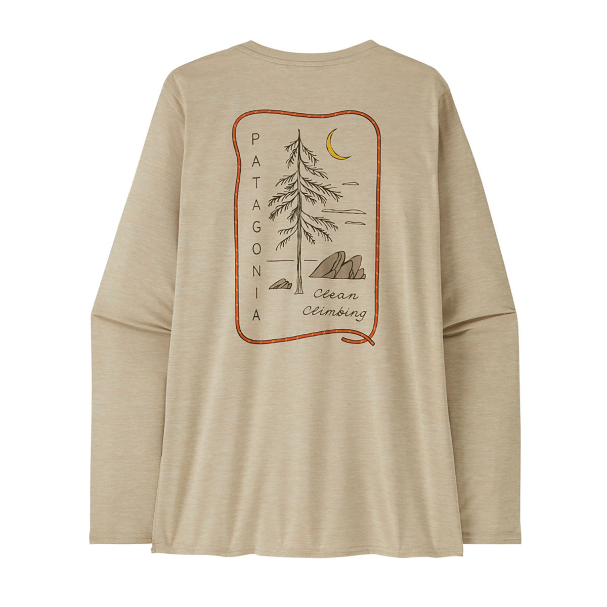 Patagonia Womens Long-Sleeved Capilene Cool Daily Graphic Shirt - Lands Clean Climb Roots: Pumice X-Dye