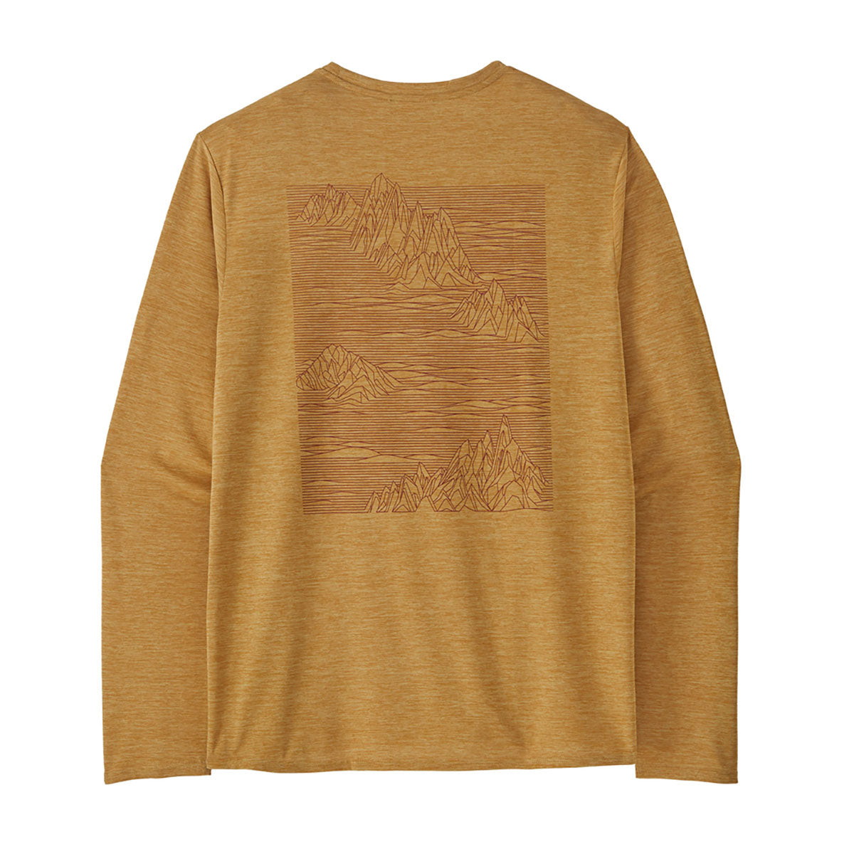 Patagonia Mens Long-Sleeved Capilene Cool Daily Graphic Shirt Strataspire: Beeswax Tan X-Dye