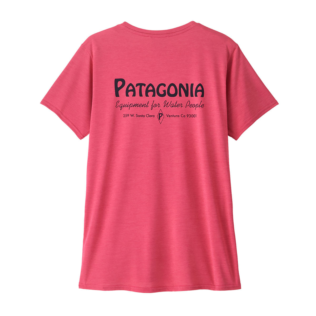 Patagonia Womens Capilene Cool Daily Graphic Shirt - Waters Water People Banner: uminous Pink X-Dye / L
