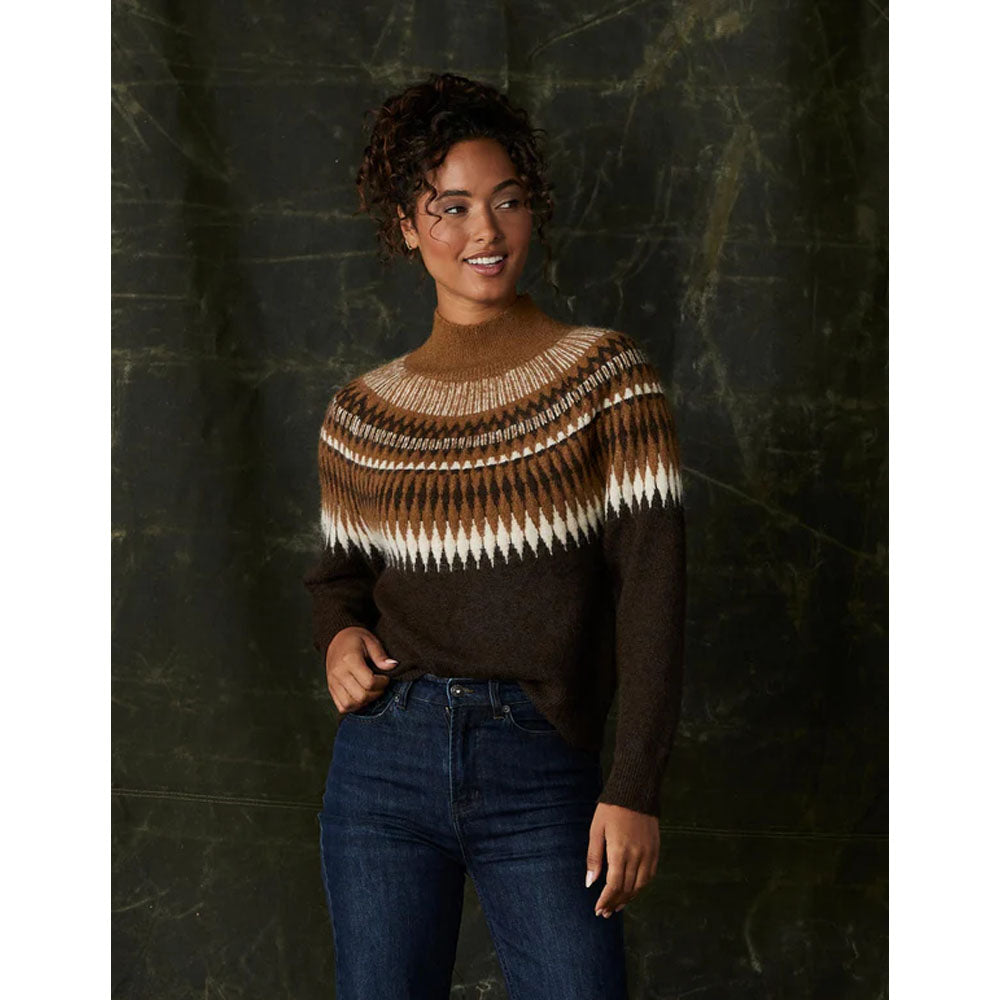 The Normal Brand Women&#39;s Nomad Fair Isle Sweater Espresso Multi