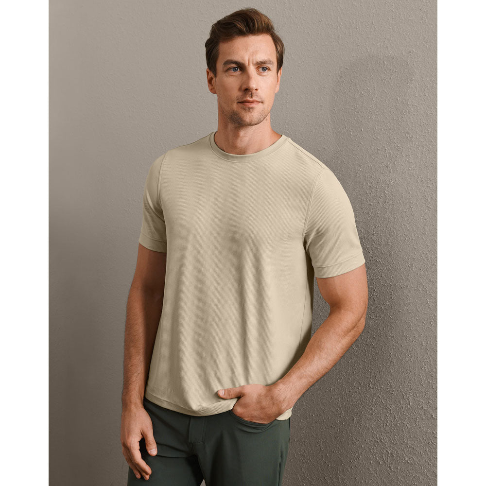Rhone Mens Waffle Tech Tee Toasted Oat