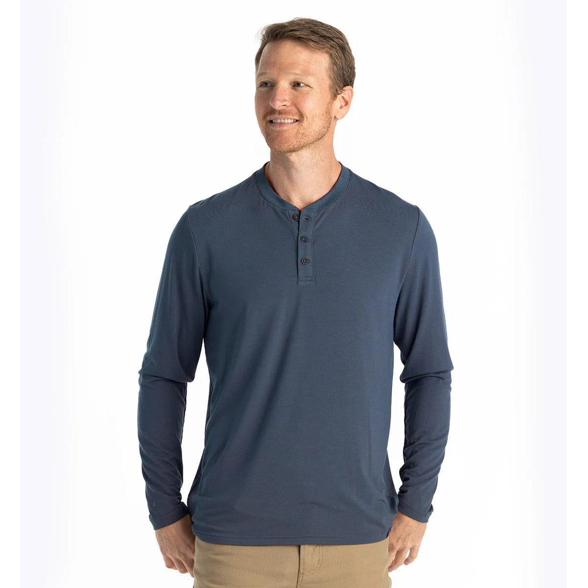 Free Fly Apparel Men's Bamboo Flex Long Sleeve Henley Midnight