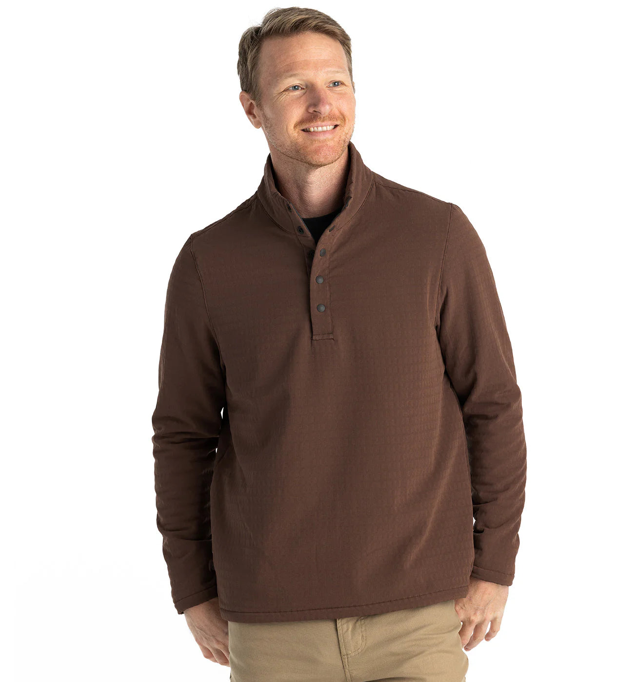 Free Fly Apparel Men's Gridback Fleece Snap Pullover Mustang