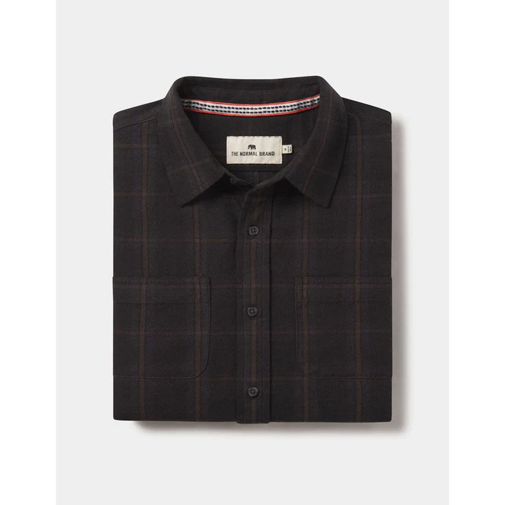 The Normal Brand Men&#39;s Jackson Button Up Shirt Charcoal Plaid